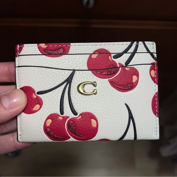 Coach Handbags - Coach Cherry Print Card Holder in White and Red